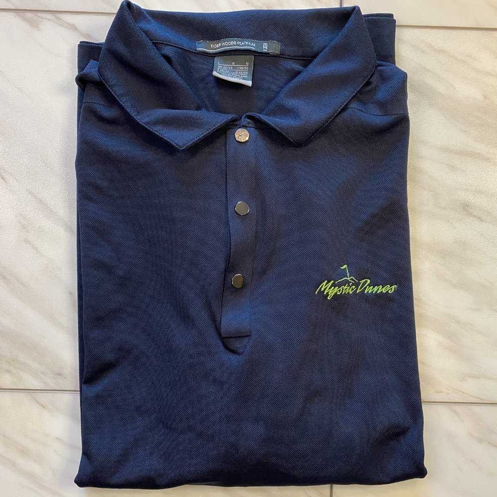 Nike Tiger Woods Platinum Golf Polo Blue Mystic Dunes Large L